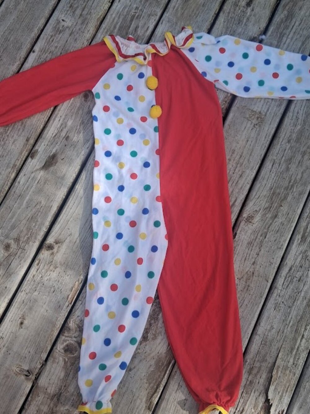 Clown Costume kids 5-6 Warm Soft Like Pajamas Polka Dots
